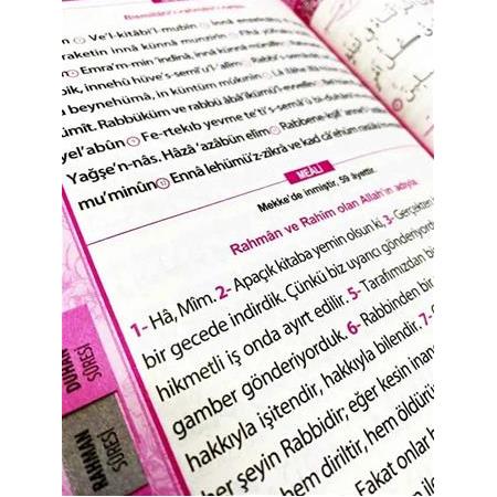 Yasini Şerif Yeşil Renk Türkçe Okunuşlu ve Mealli Orta Boy Pembe