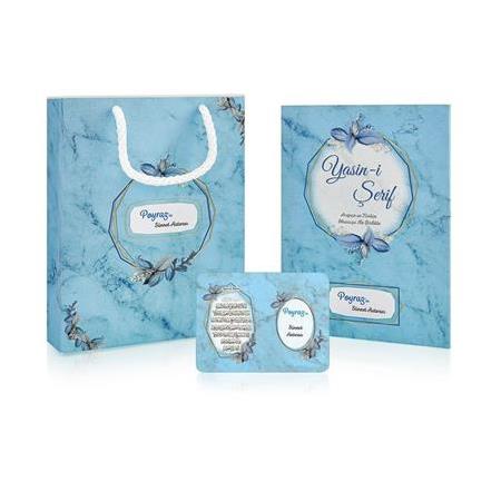 İsme Özel Yasin Kitabı Seti Çantalı Ayet Magnetli Mevlüt Hediyesi 64 Sayfa Mavi