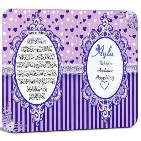 Mevlüt Hediyelik Seti Yasin İsimli Çikolata ve  Magnet Paketi-Mor