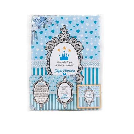 Erkek Bebek Mevlidi Hediyelik Seti Yasin Çikolata ve  Magnet Paketi