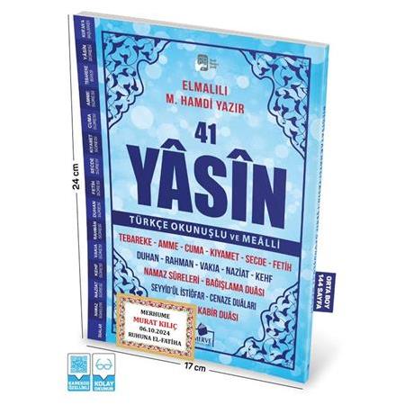 Yasini Şerif Yeşil Renk Türkçe Okunuşlu ve Mealli Orta Boy-Mavi