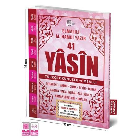 Yasini Şerif Pembe Renk Türkçe Okunuşlu ve Mealli Çanta Boy