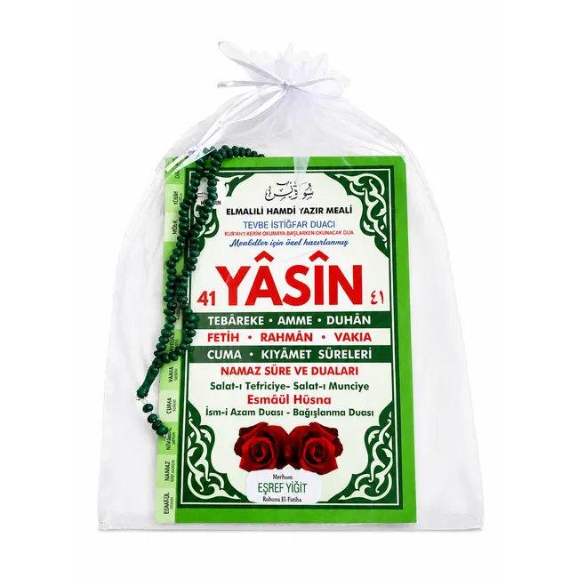 Orta Boy Yasin Kitabı Mevlüt Seti - 80 Sayfa - Tül Kese ve Tesbihli Cemiyet Paketi