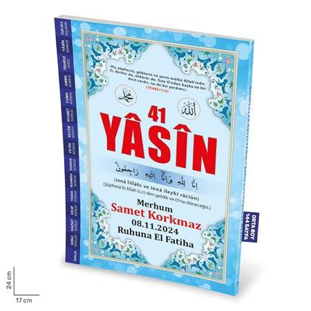 144 Sayfa Orta Boy Örtücü İsim Baskılı Yasin Kitabı